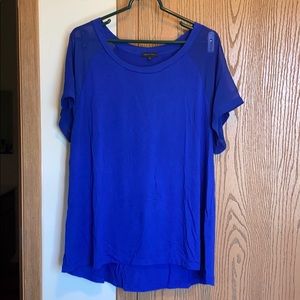 Electric Blue T-Shirt with Sheer Sleeves